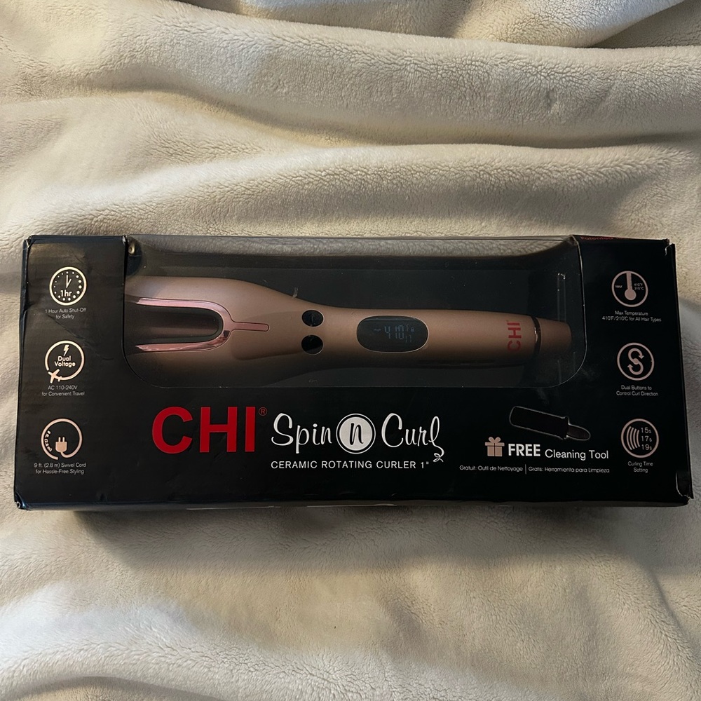 CHI Spin N Curl Ceramic Rotating Curler - Rose Gold NEW IN BOX